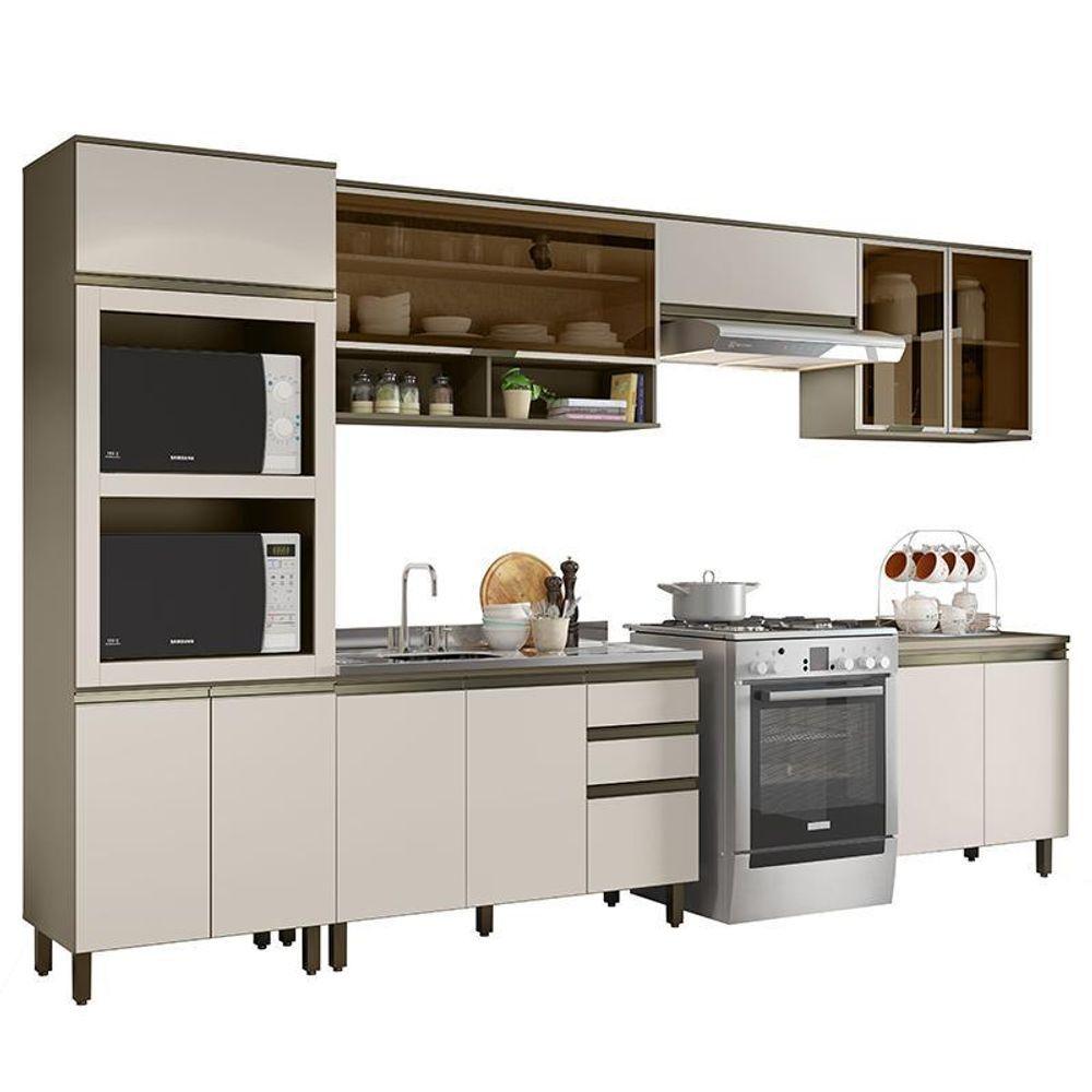 Miniatura Cozinha Completa 6 Peças Connect Duna-cristal Com Aéreo Vidro - Móveis Henn Duna-cristal