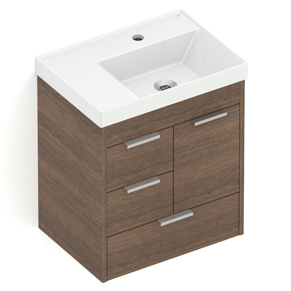 Miniatura Kit Gabinete com 3 Gavetas e 1 Porta 50x36 Lavatório Integrado Net Wengue