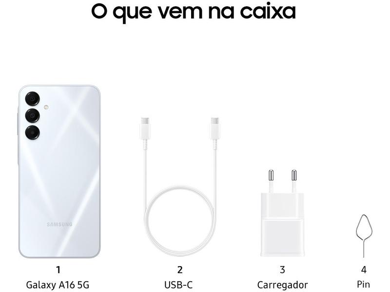 Smartphone Samsung Galaxy A16 256GB Cinza 5G 8GB RAM 6,7" FHD+ Câm Tripla + Selfie 13MP