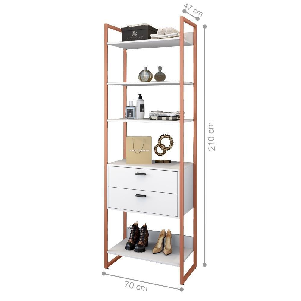 Miniatura Roupeiro Cloe Com Gavetas Branco Cobre