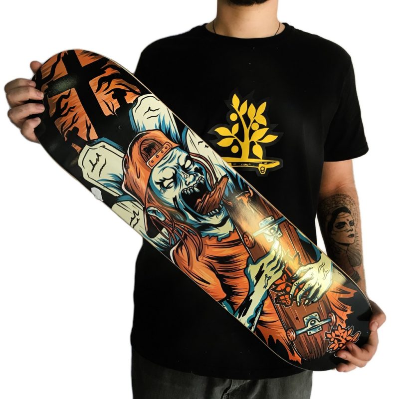 Miniatura Shape de Skate Fiber Glass Wood Light Zombie