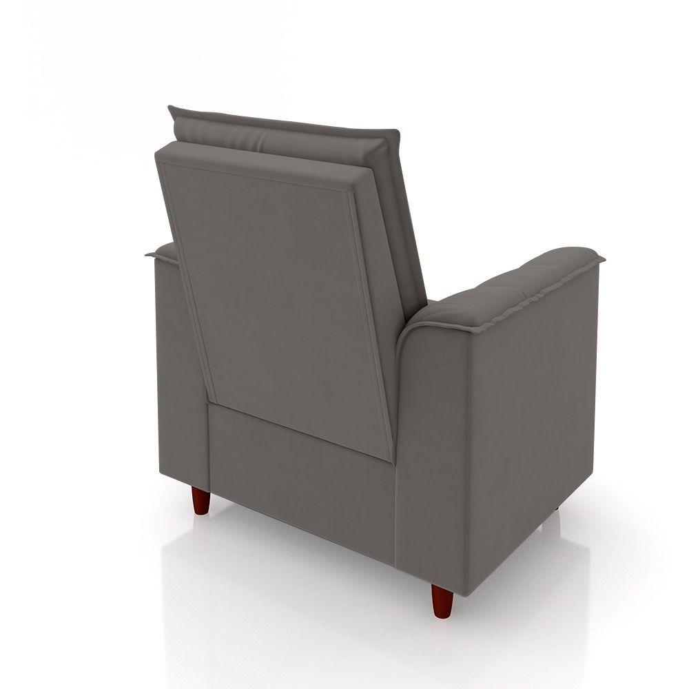 Poltrona Decorativa Estofada Confortável Sala Miley Suede Cinza