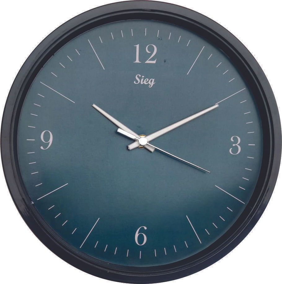 Miniatura Relógio Redondo Preto Fundo Azul 28 cm - Marca Sieg