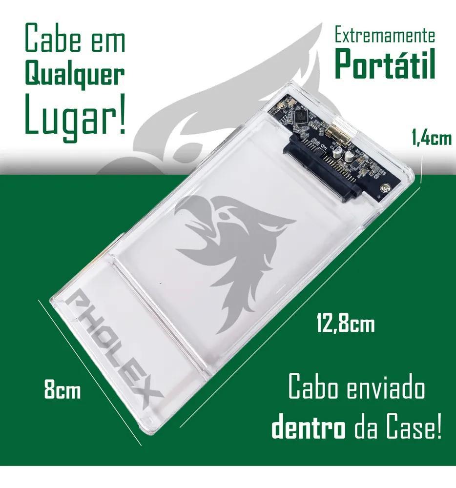 Miniatura Case Hd Sata 2.5 Usb 3.0 Transparente: Velocidade E Proteção