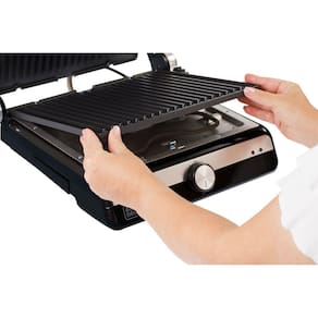Grill Elétrico Black+Decker G1500G Gourmand Gris 1500W Abertura 180° Chapas Removíveis Antiaderente Inox 110V