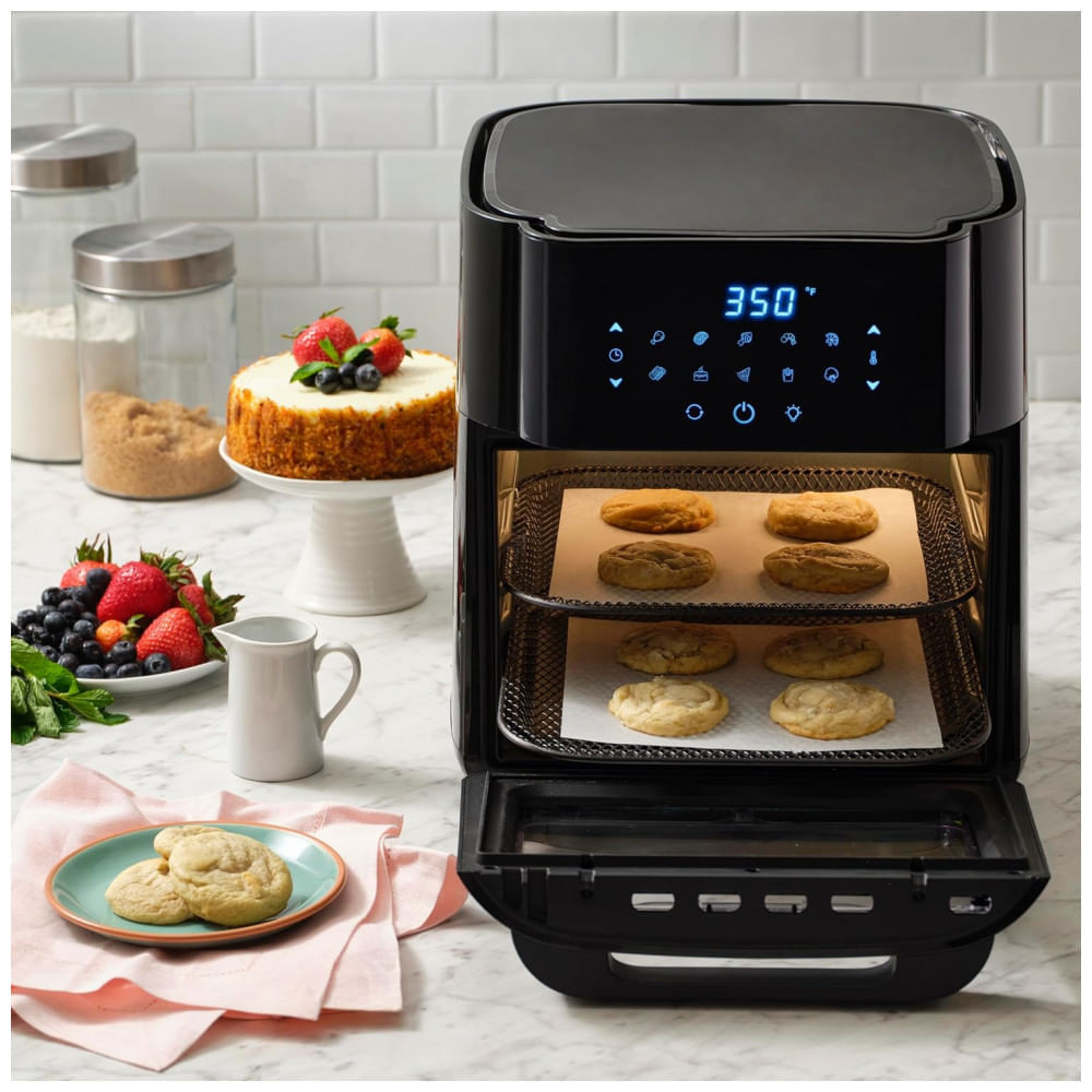 Miniatura Fritadeira Elétrica Air Fryer 12L com 10 Predefinições e Porta Removível para Fácil Limpeza, 1700W, Zavor, Preta
