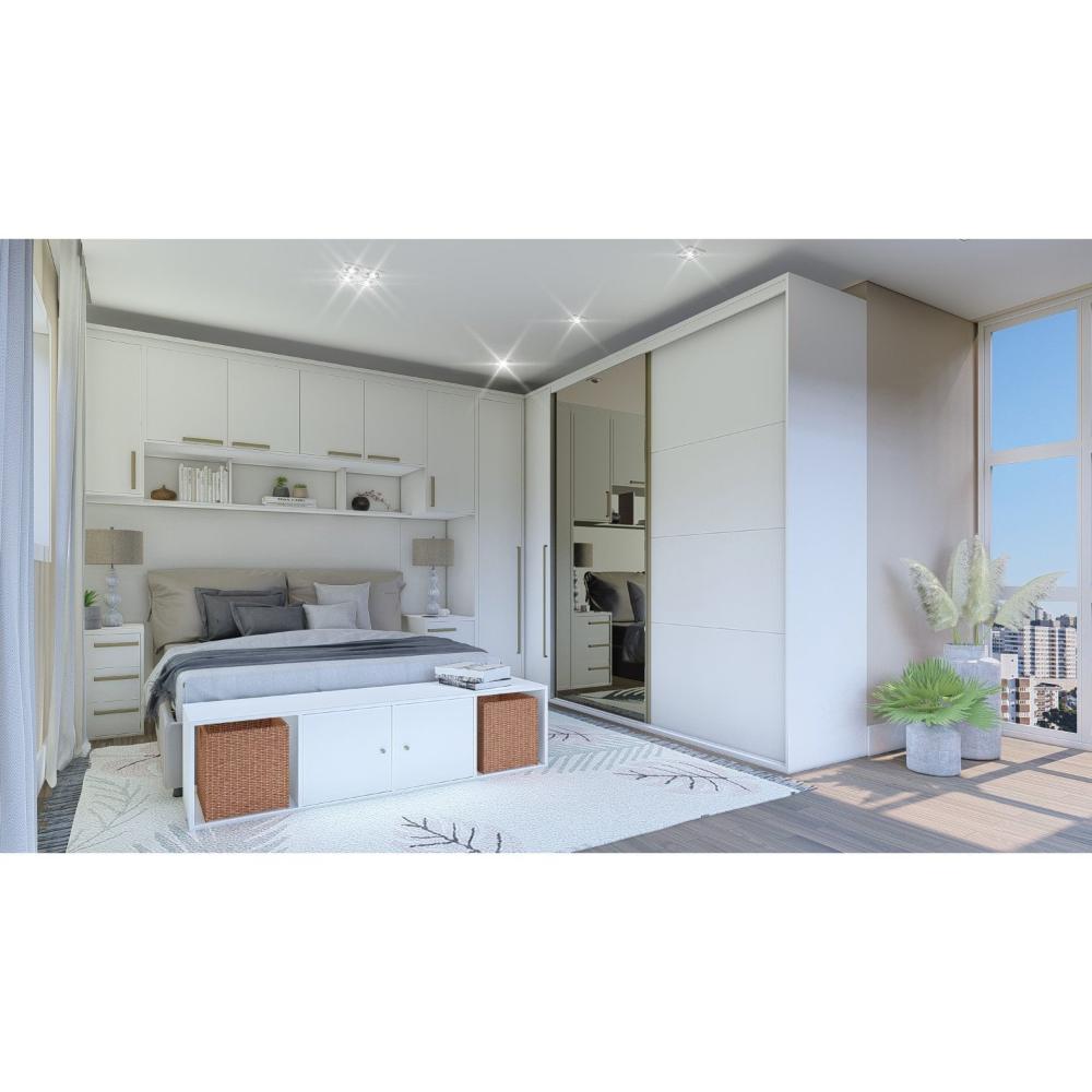 Miniatura Módulo 900mm 2 Portas Espelhadas 3 Gavetas Belmax Branco