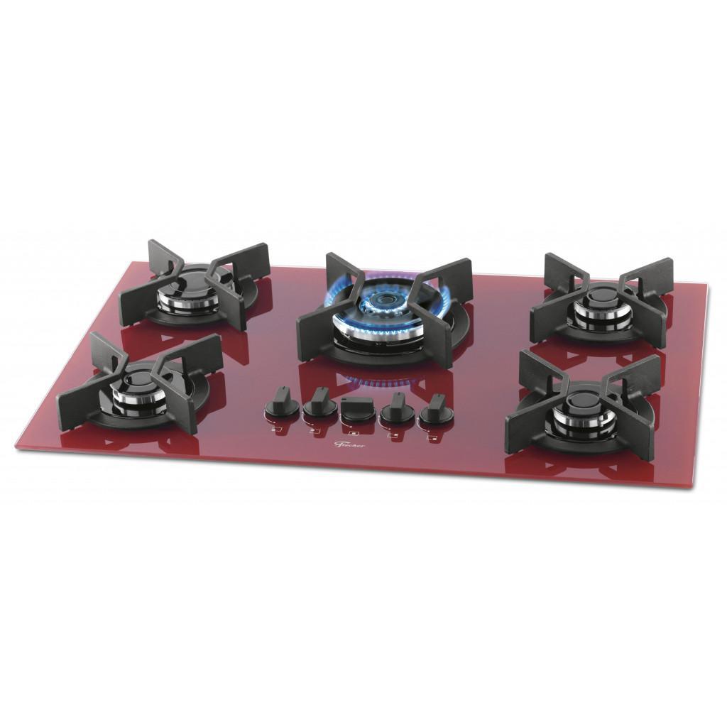 Miniatura Fogão Cooktop Fischer 5Q TC Infinity Gás Mesa - Vermelho