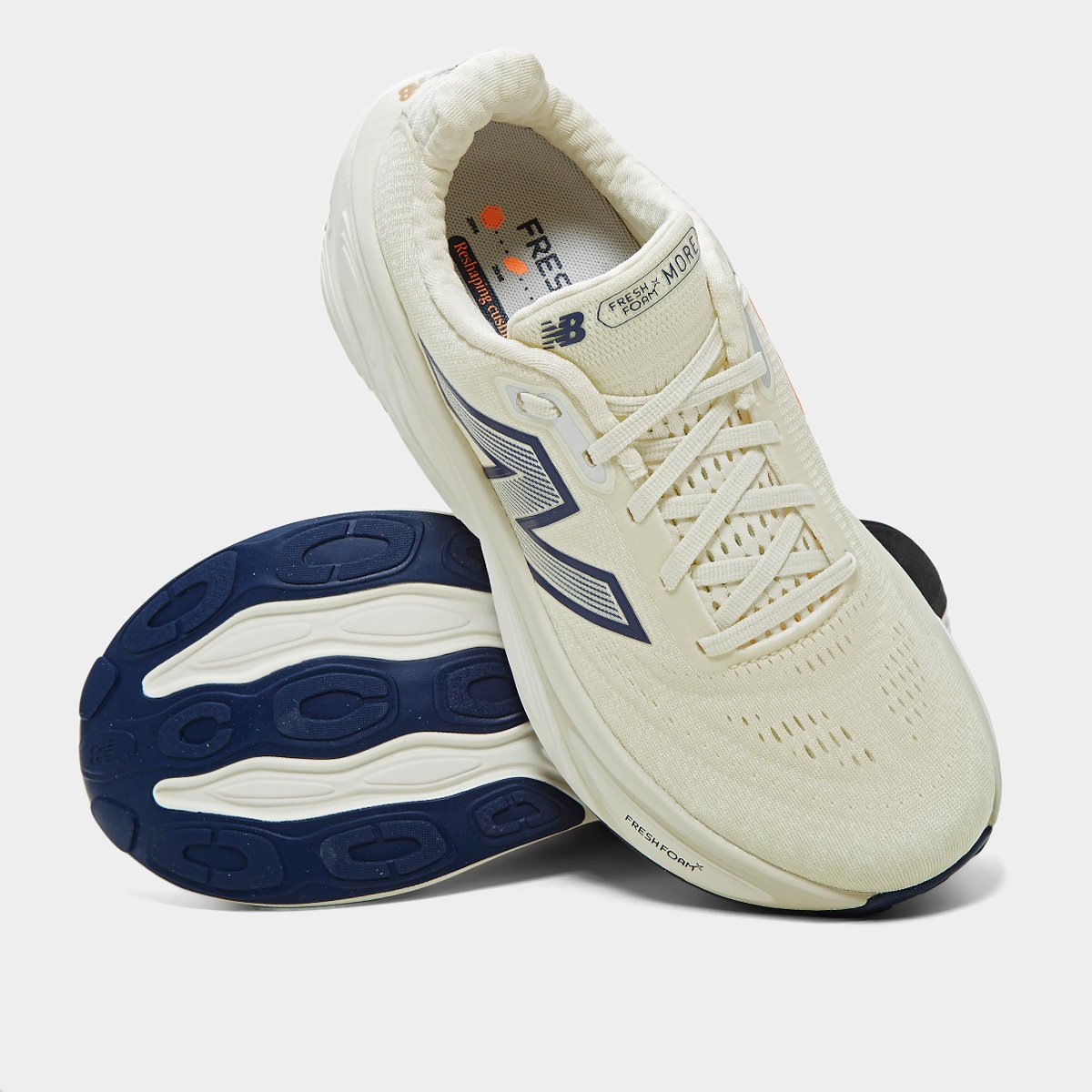 Miniatura Tênis New Balance Fresh Foam X More V5 Masculino Bege+Marinho - 38
