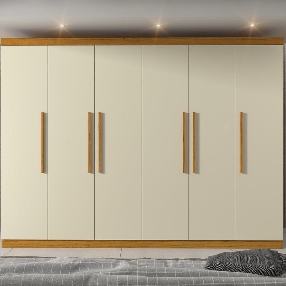Guarda-roupa Casal 6 Portas Roma Yescasa Naturale/Off White