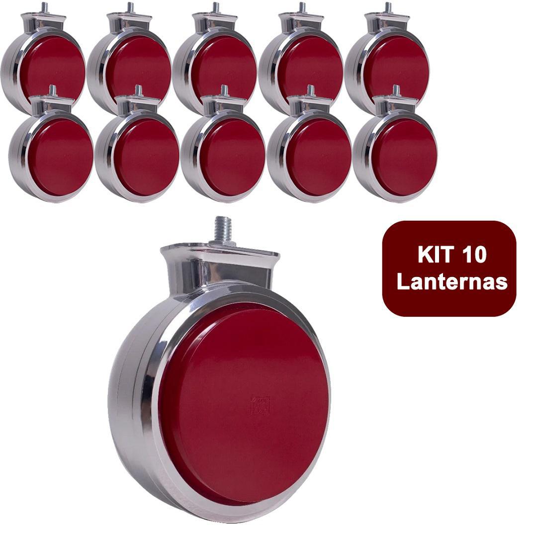 Miniatura Kit 10 Lanterna Bojuda Foguinho Maria Led Cromada Vermelha