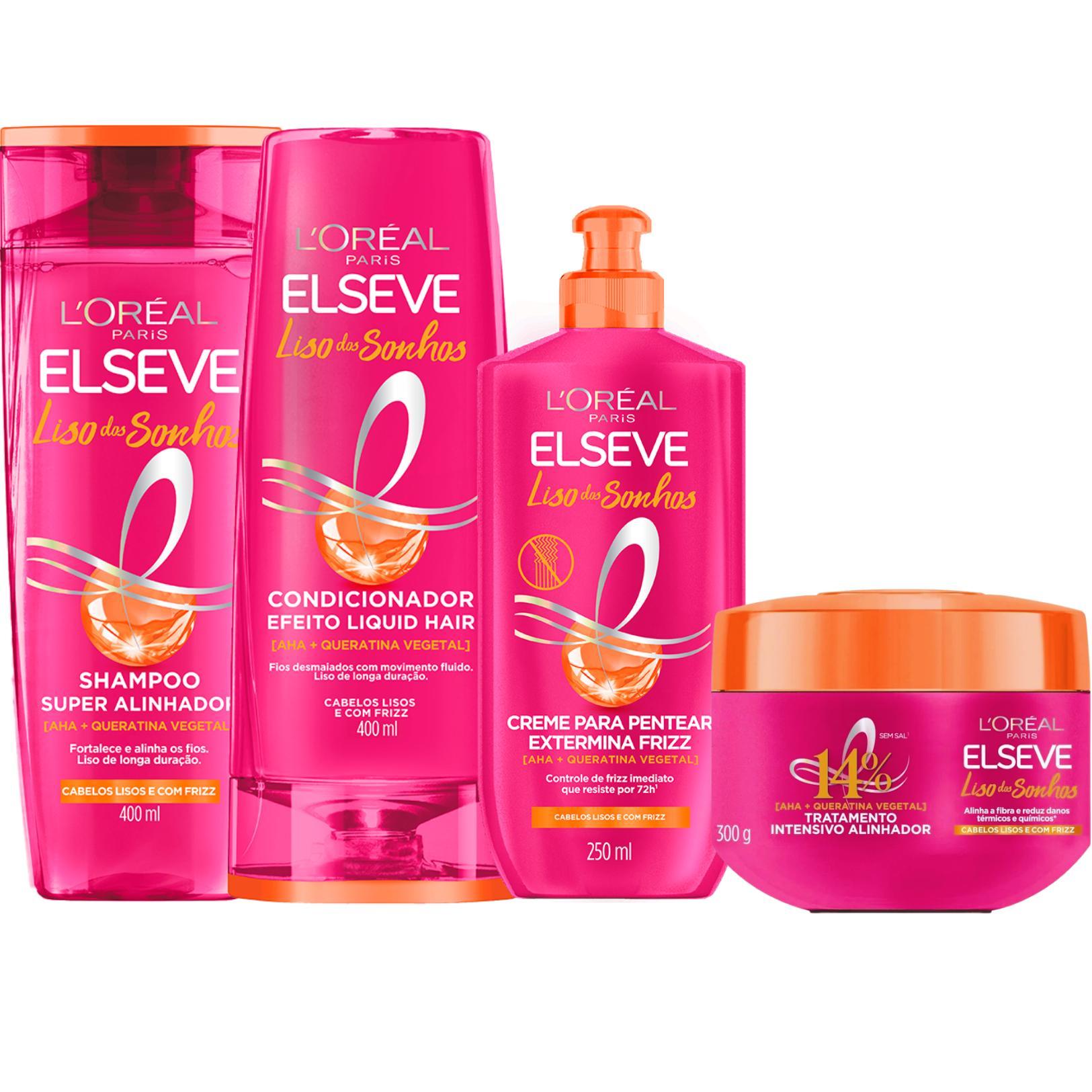 Miniatura Kit Novo Liso Dos Sonhos Loreal Elseve Mascara Creme Pentear