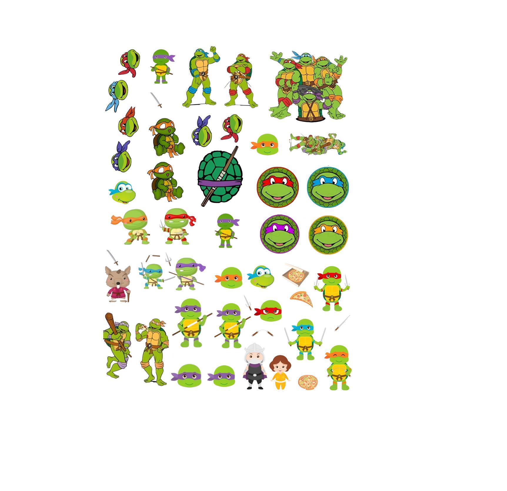 Miniatura Tatuagens Temporárias Kit 40 Tatuagens Tartarugas Ninjas A4