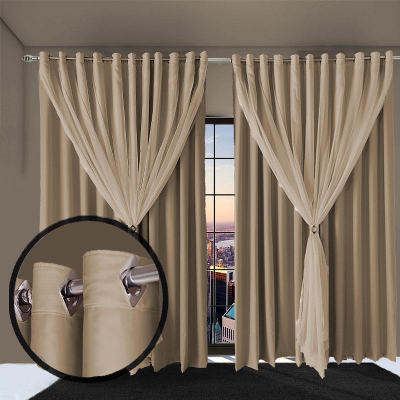 Miniatura Cortina Blackout 8,00X2,80 Sala E Quarto Blecaute Ana Bege