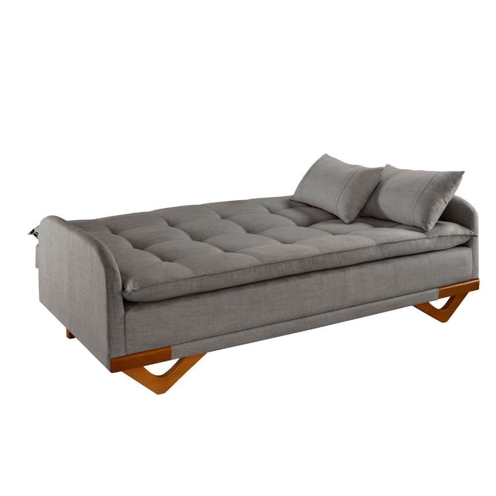 Sofa Cama em Linho 202cm X 92cm Cannes Cinza