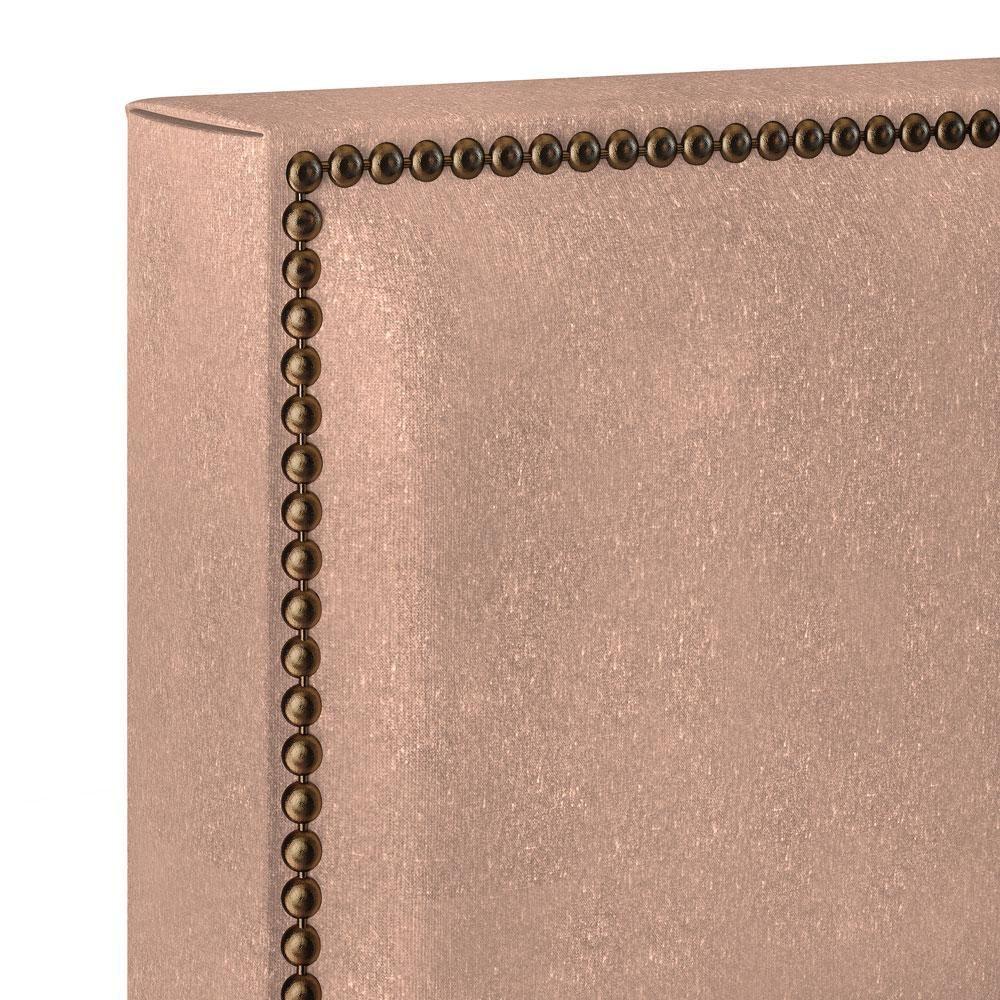 Miniatura Cabeceira Cama Box Casal Com Tachas 140 Cm Linho Rosê