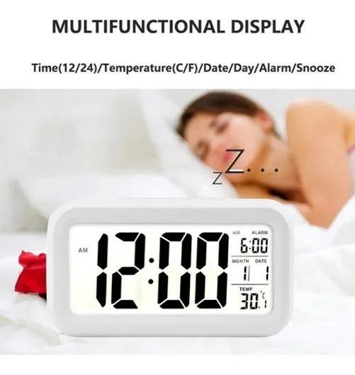 Miniatura Relógio Digital Lcd Led Despertador Calendário Temperatura