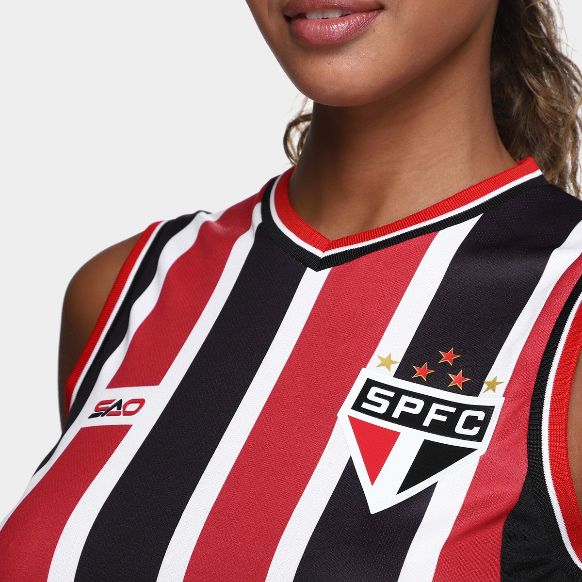 Miniatura Regata São Paulo II Feminina Vermelho+Branco - G