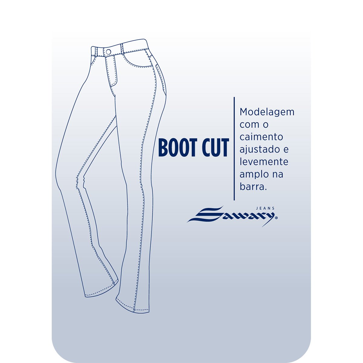 Miniatura Calça Jeans Boot Cut Sawary Lisa Cintura Alta Feminina Preto+Azul - 36