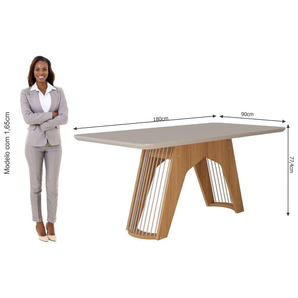 Miniatura Conjunto Sala De Jantar Paloma 180x90 Tampo Em Mdf/vidro 6 Cadeiras Nature/off White/madeira/nude
