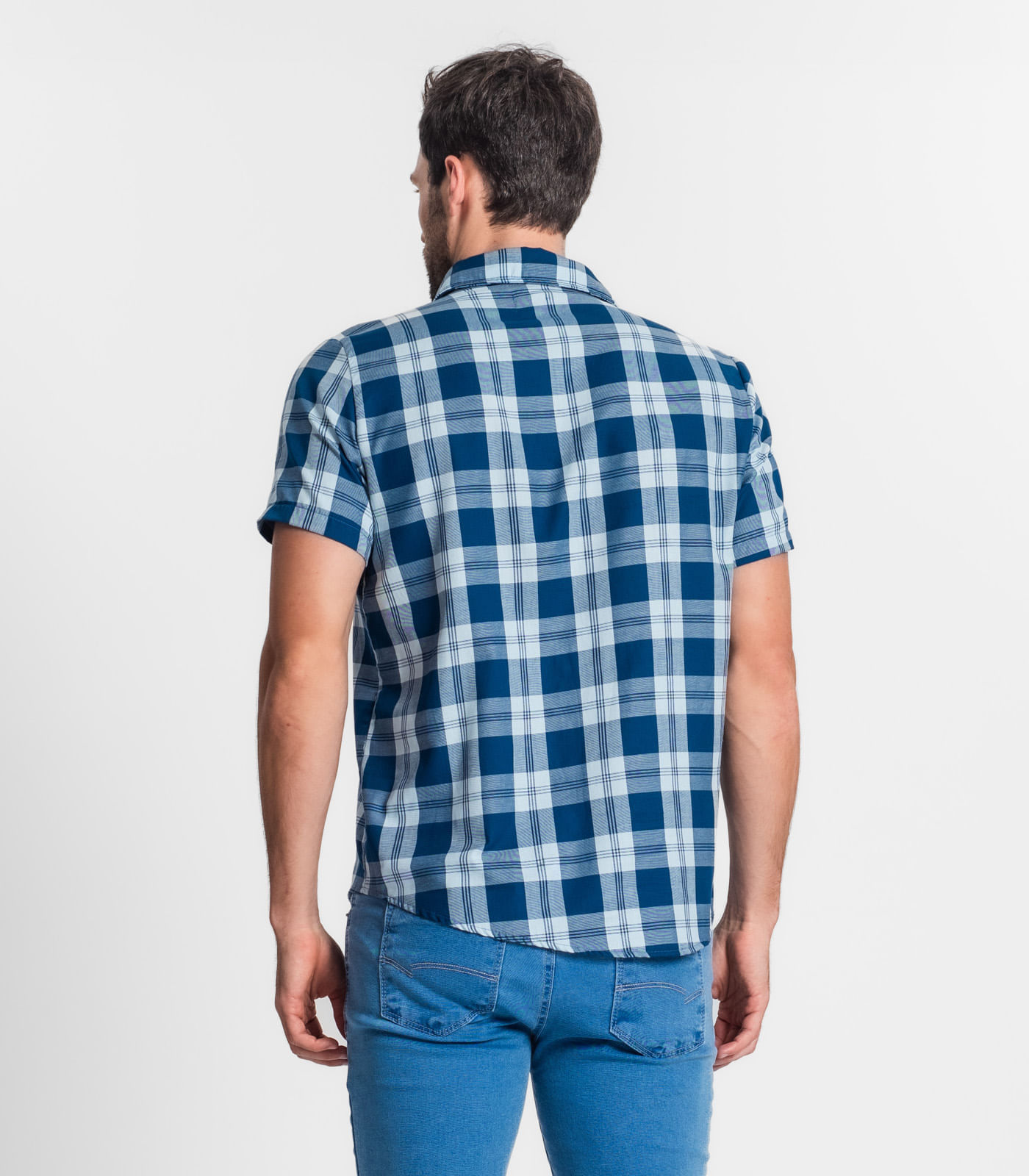 Miniatura Camisa Masculina Xadrez Diametro Azul G