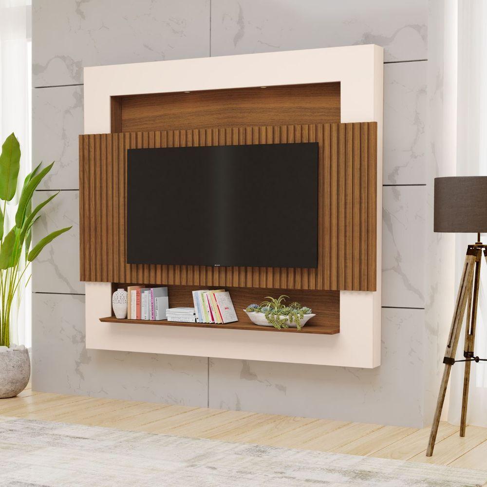 Painel Tv Quarto Ripado Com Led Riviera Tv Até 75 Polegadas
