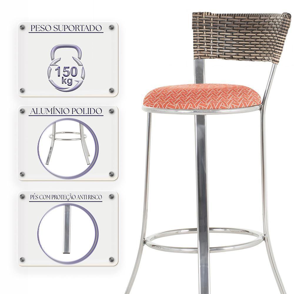 Miniatura Conjunto Com 2 Banquetas Em Alumínio, Fibra Sintética E Impermeável Tc Capuccino Z20