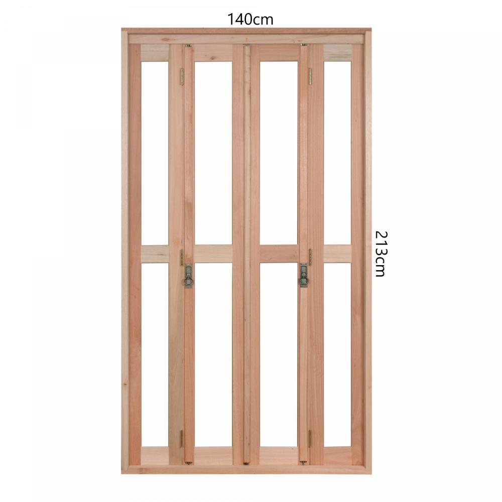 Miniatura Porta Janela com Caixilhos para Vidros Pantográficos Inteiros 213x140cm Rondosul Natural