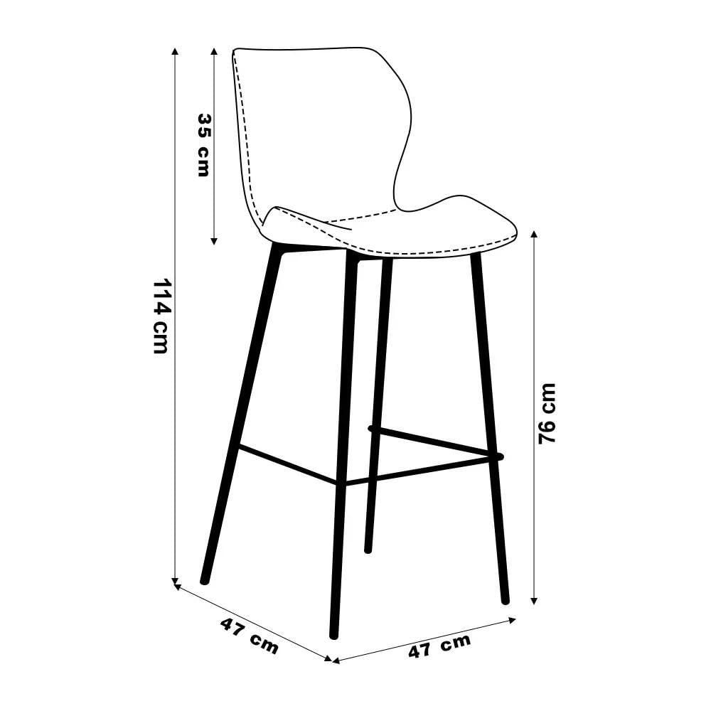 Miniatura Kit 5 Banquetas Alta Com Encosto Para Bancada Cozinha Penha R02 Sintético Preto - Mpozenato
