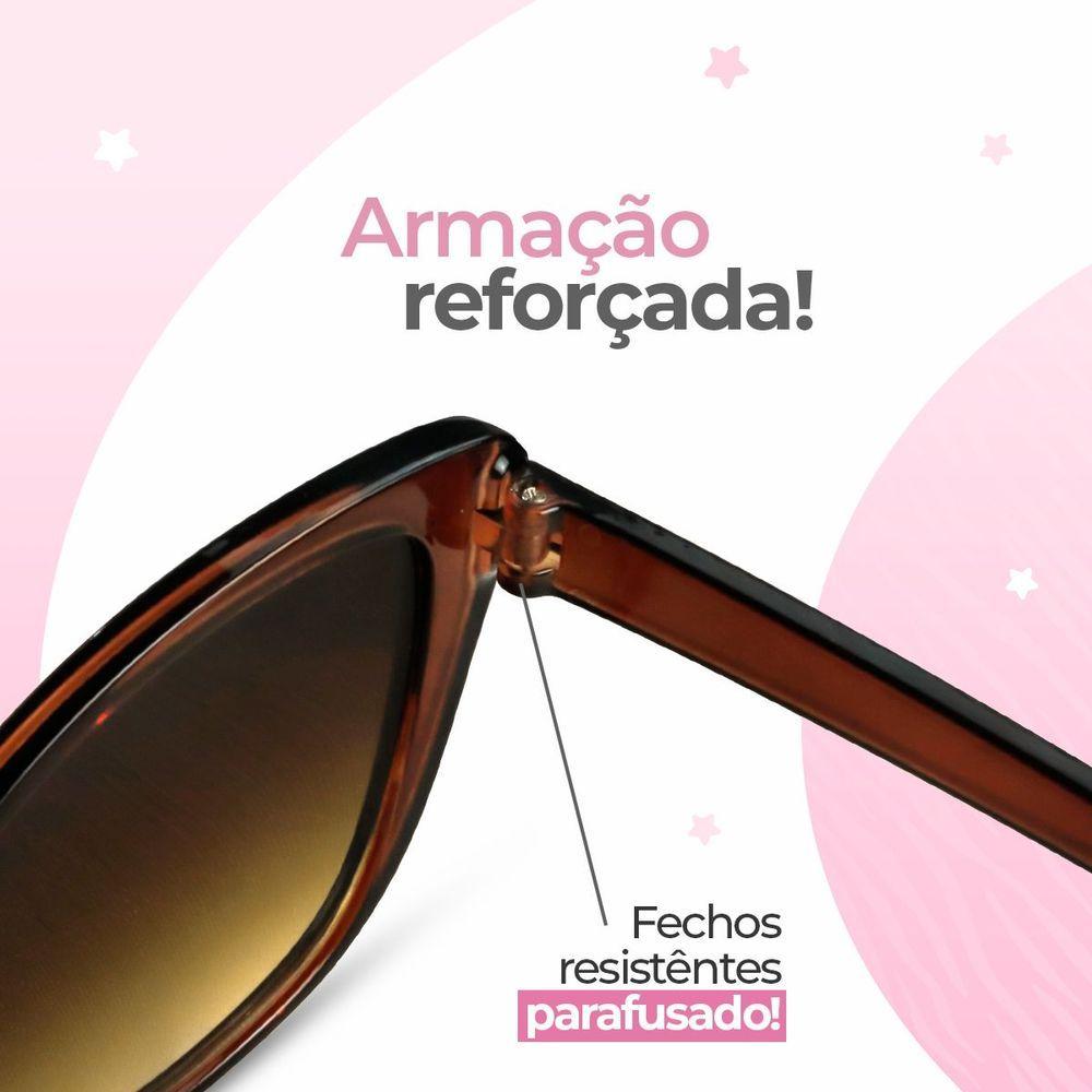Oculos Sol Feminino Praia Gatinho Proteção Uv Vintage + Case Quadrado Estiloso Acetato Delicado Moda
