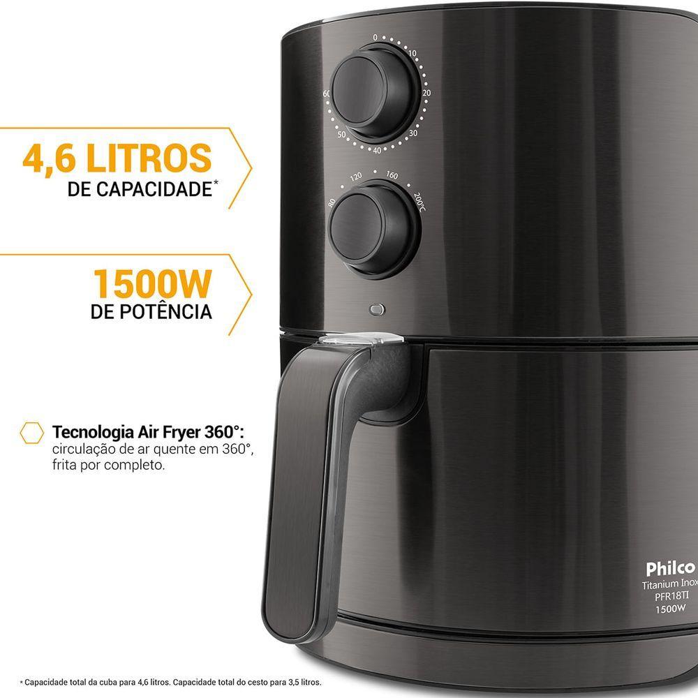 Air Fryer Philco 4,6L 1500W Titanium Inox PFR18TI 110V