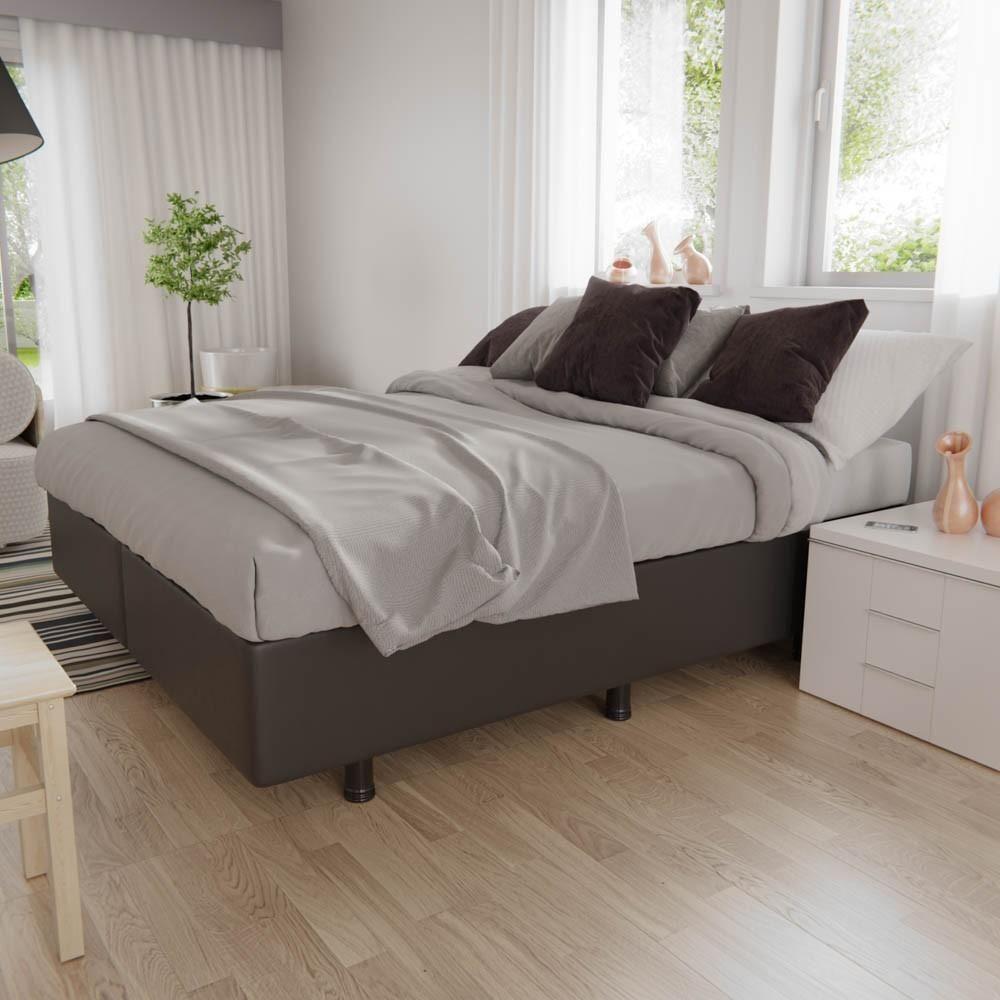 Miniatura Base Box Para Cama Casal Queen 158x198cm Bipartido Liz S05 Sintético Preto - Mpozenato