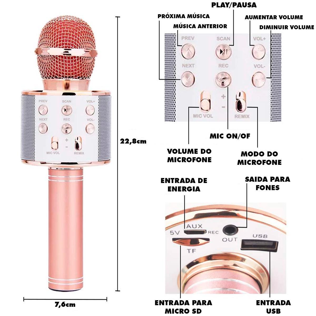 Microfone Sem Fio Bluetooth Karaoke - Ws858