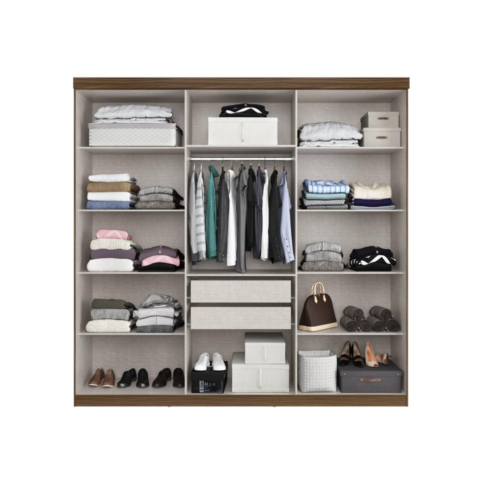 Miniatura Guarda Roupa Casal 6 Portas Bélgica Edez Nogueira/Off White