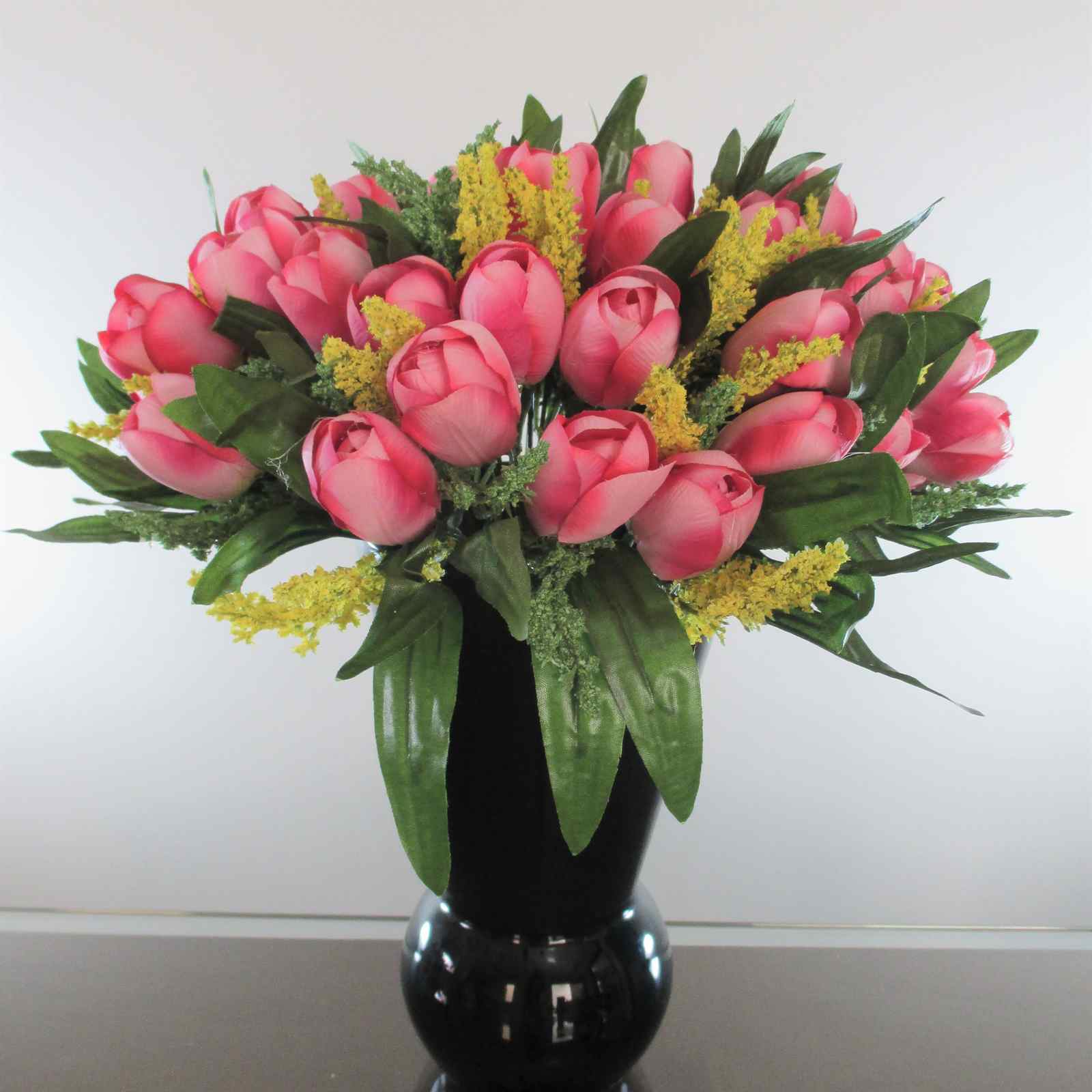 Miniatura Kit Flores Artificiais 3 Buques de Tulipas Rosa