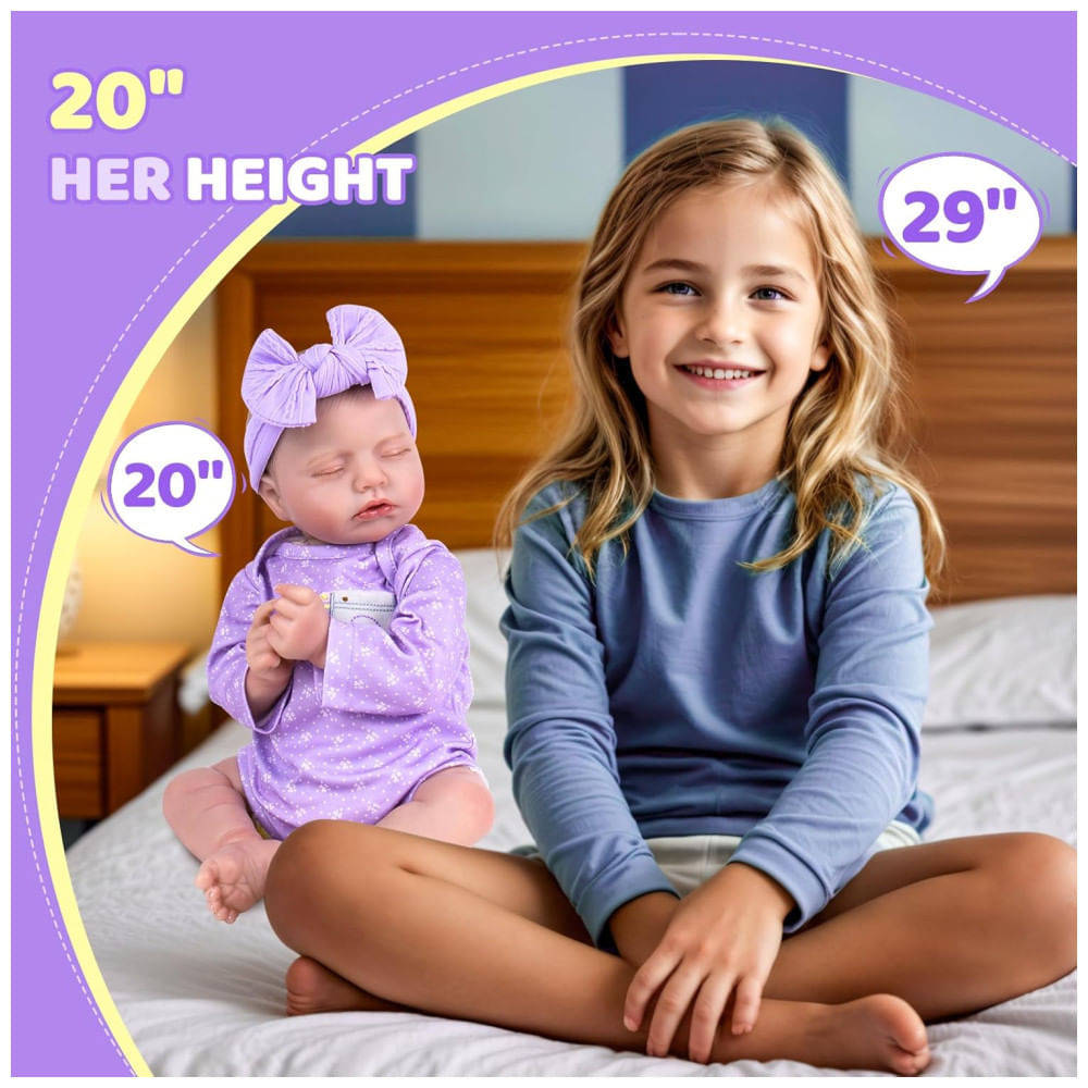 Miniatura Bebê Recém-Nascido Newborn, Bonecas Realistas Aori  de 50 cm: Conjunto de Presente de Companhia Ideal