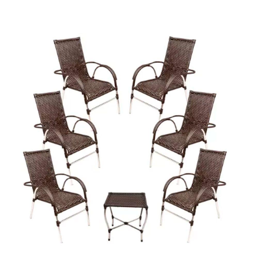 Miniatura Jogo 6 Cadeiras E Mesa Vênus Para Area Externa Trama Tabaco