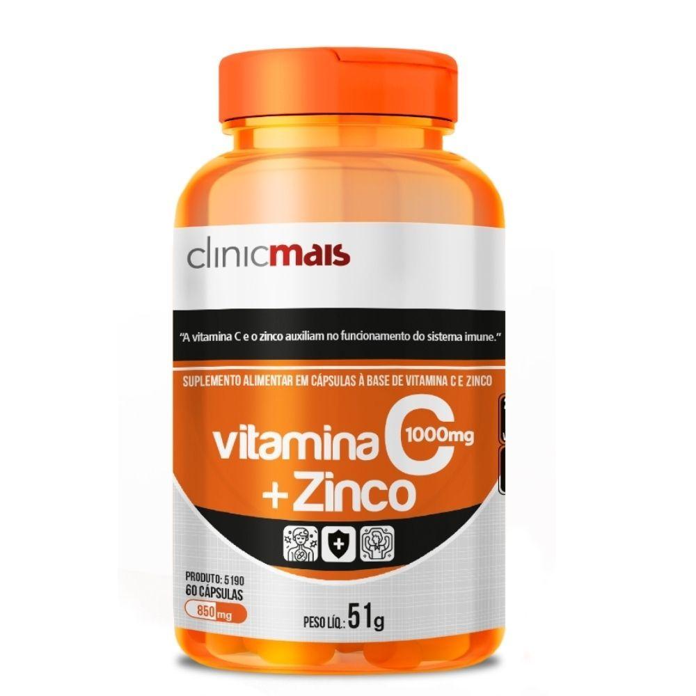 Miniatura Vitamina C (ácido Ascórbico) Com Zinco 60 Cápsulas 850mg Clinicmais
