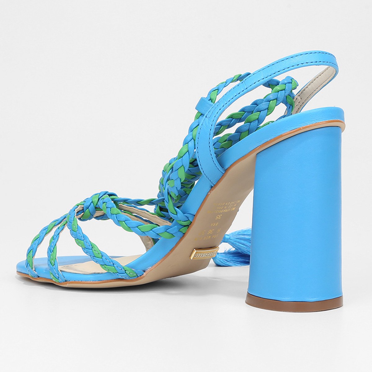Miniatura Sandália Cecconello Salto Bloco Tressê Feminina Azul - 37