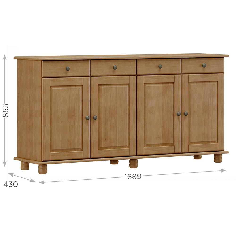 Miniatura Balcao Madeira Maciça 4 Portas 4 Gavetas 169 Cm 8929 Freijo Milani Store Freijo