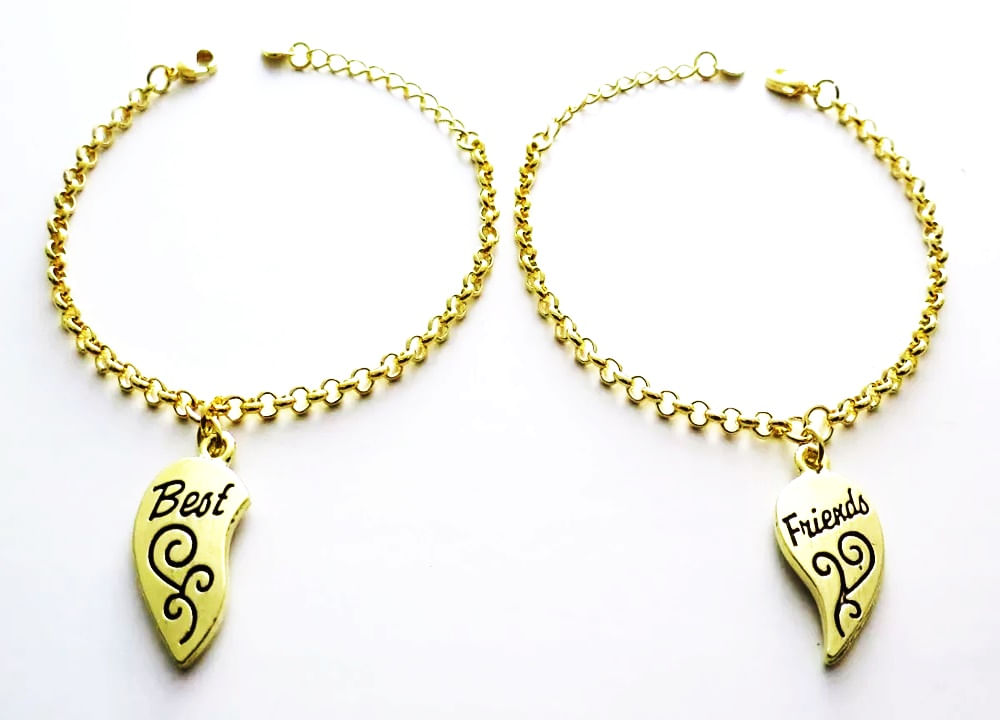 Miniatura Pulseira Best Friends Lindíssima Folheado A Ouro 18k - 2 Pçs