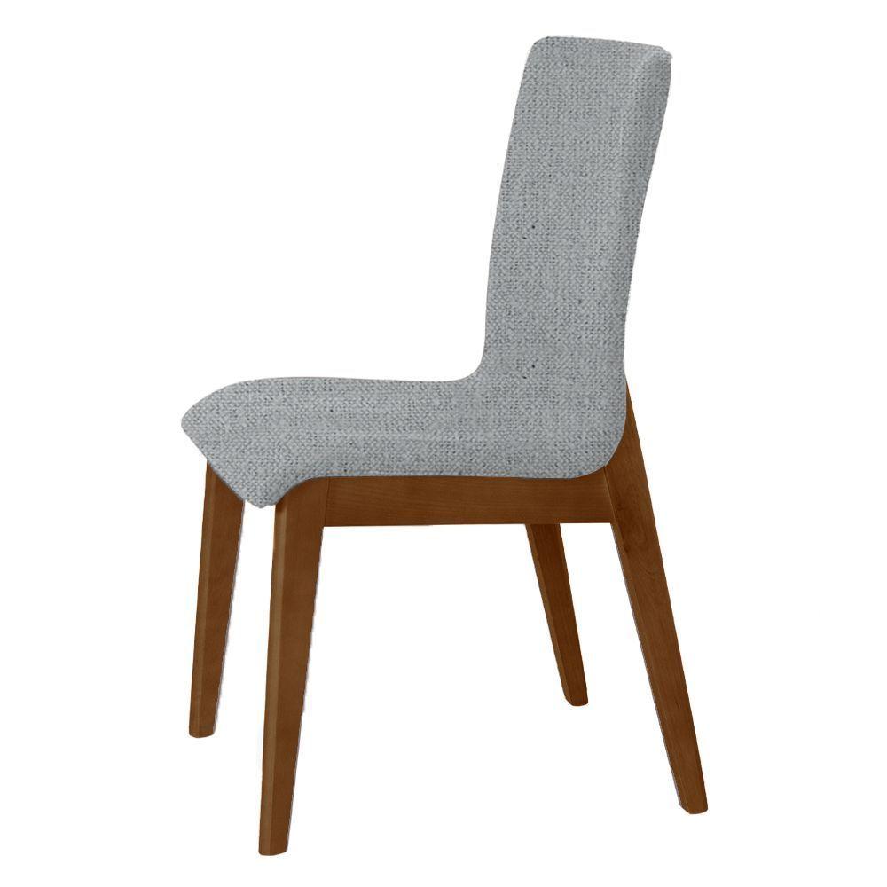 Miniatura Kit 2 Cadeiras De Jantar Diamante Estofadas Em Linho Cinza Base Madeira Maciça Imbuia Cinza