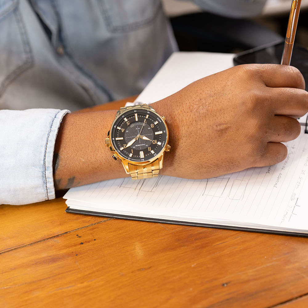 Miniatura Relógio Masculino Anadigi Dourado