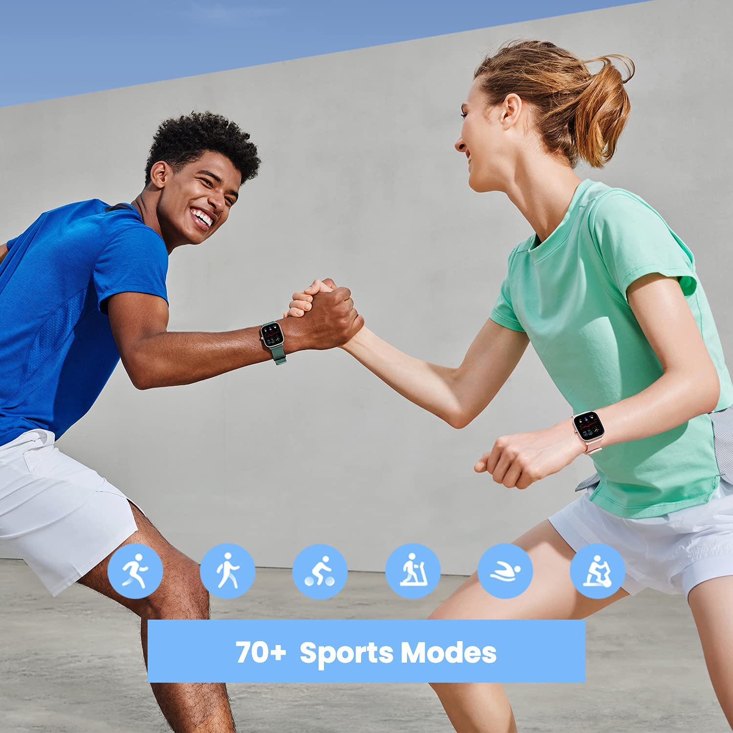Miniatura Amazfit Relógio Smartwatch Esportivo à Prova dÁgua cM onitoramento Respiratório e Rastreador Físico para Iphone e Android Preto