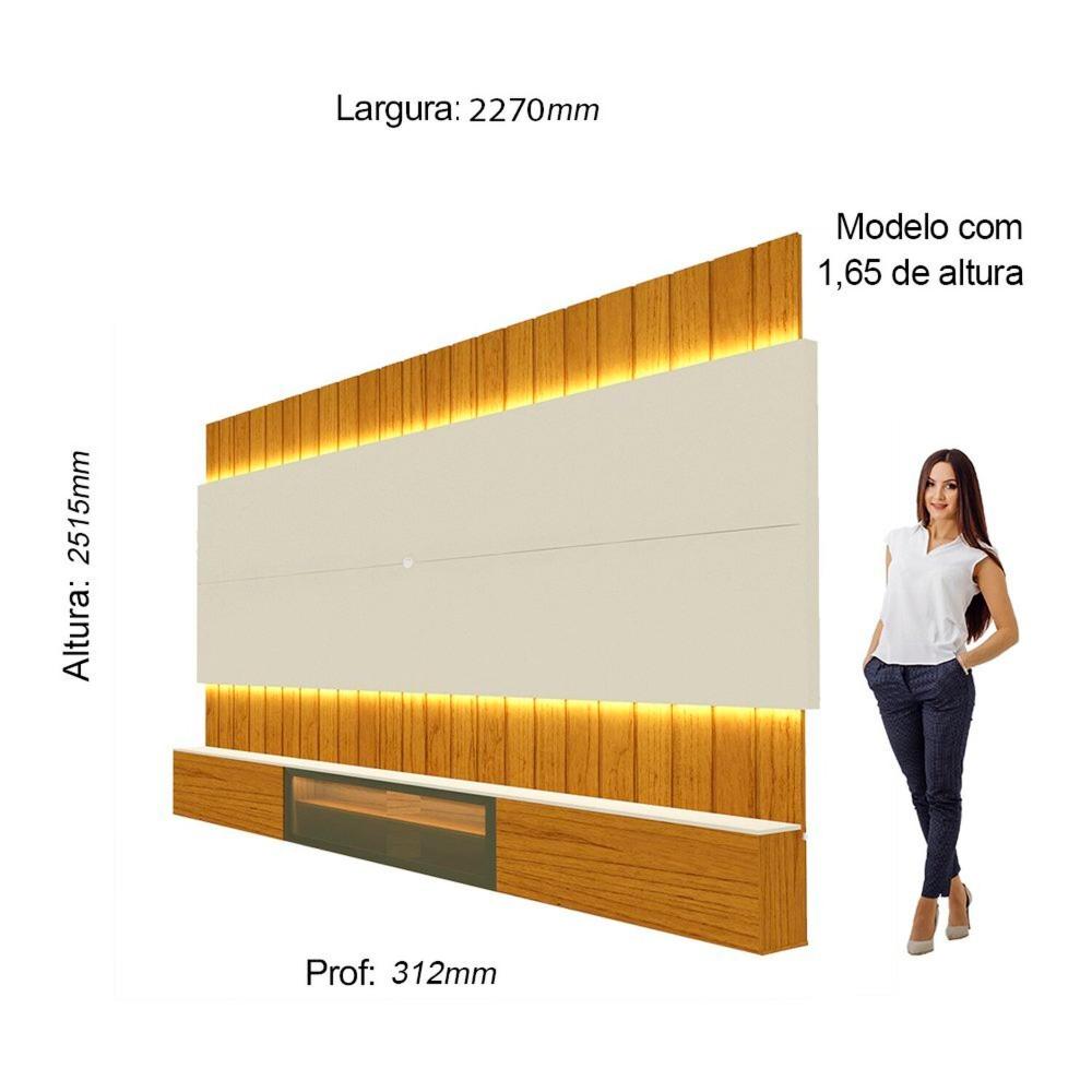 Estante Home Para TV até 85 Polegadas com Led 230cm Soberano Reflecta Naturale/Off White