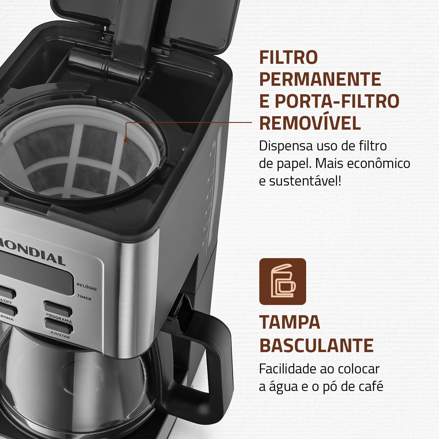 Miniatura Cafeteira Elétrica Mondial C-44-32X-SDI CAFETEIRA C-44-32X-SDI 127V/60HZ .