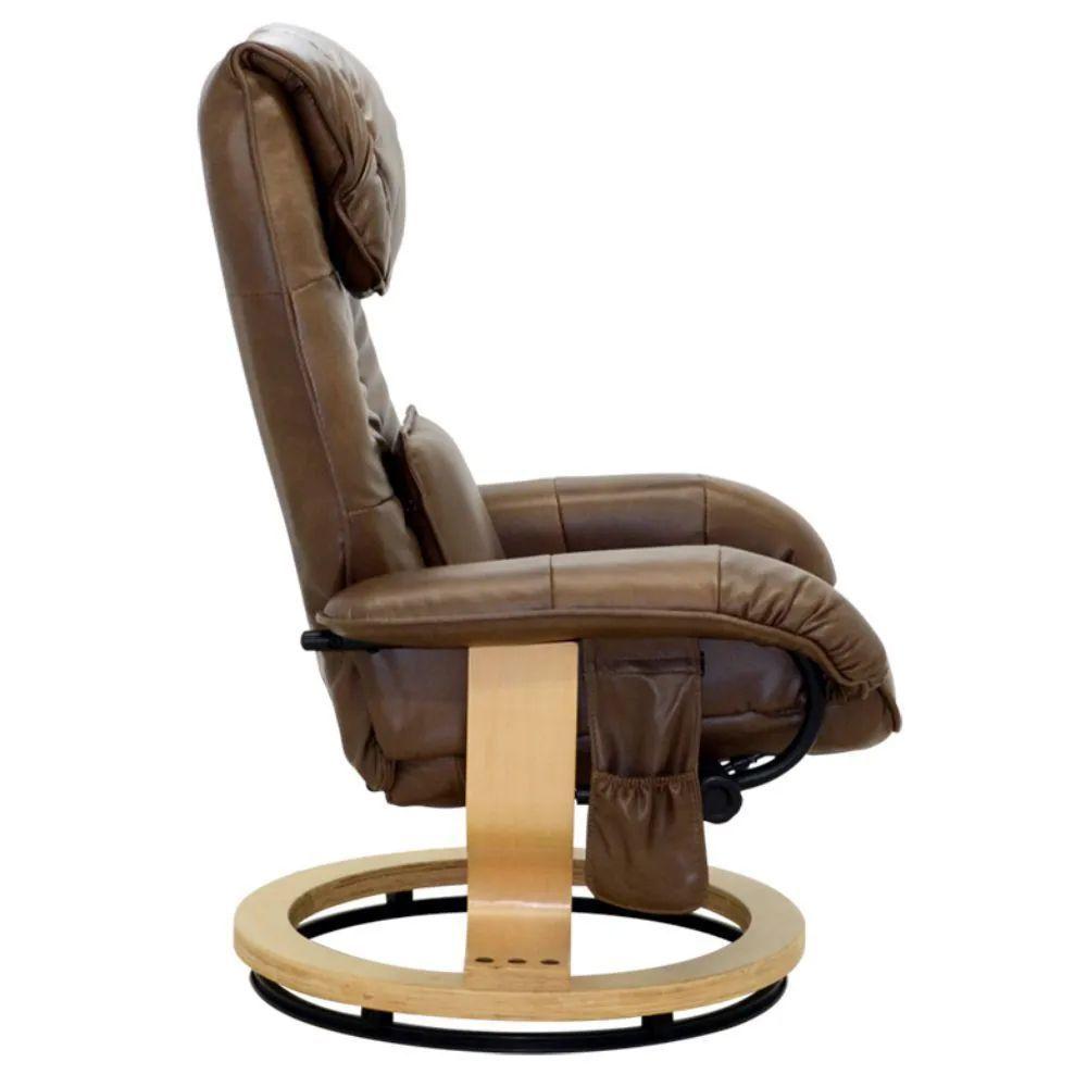 Poltrona Do Papai Massageadora Elétrica Com Puff Louis R02 Pu Marrom - Mpozenato