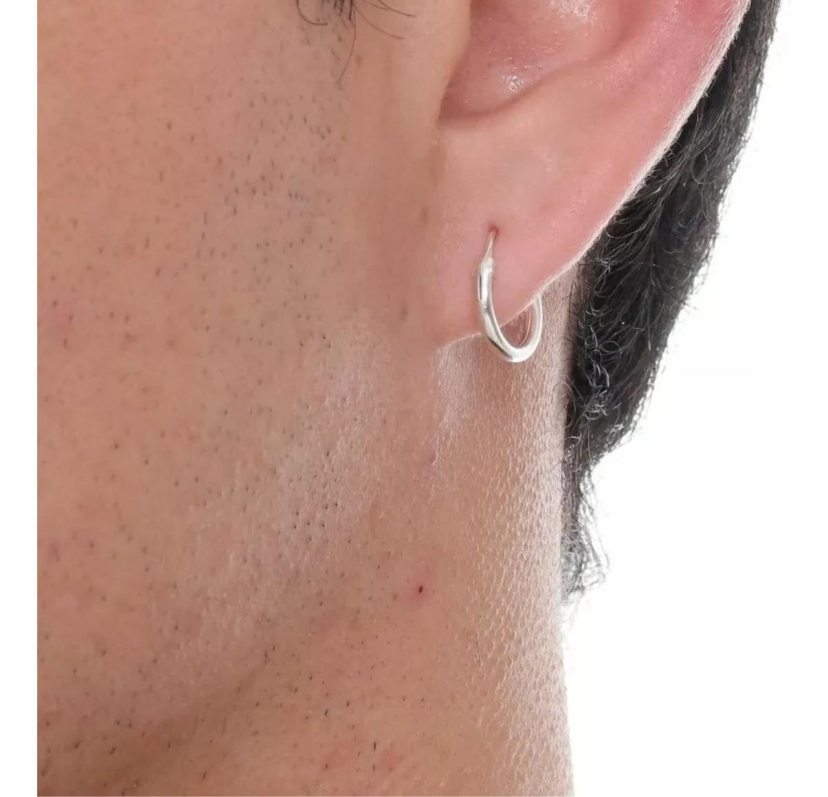 Miniatura Brinco Masculino Feminino Argola Prata 925 Grande Moda 13Mm