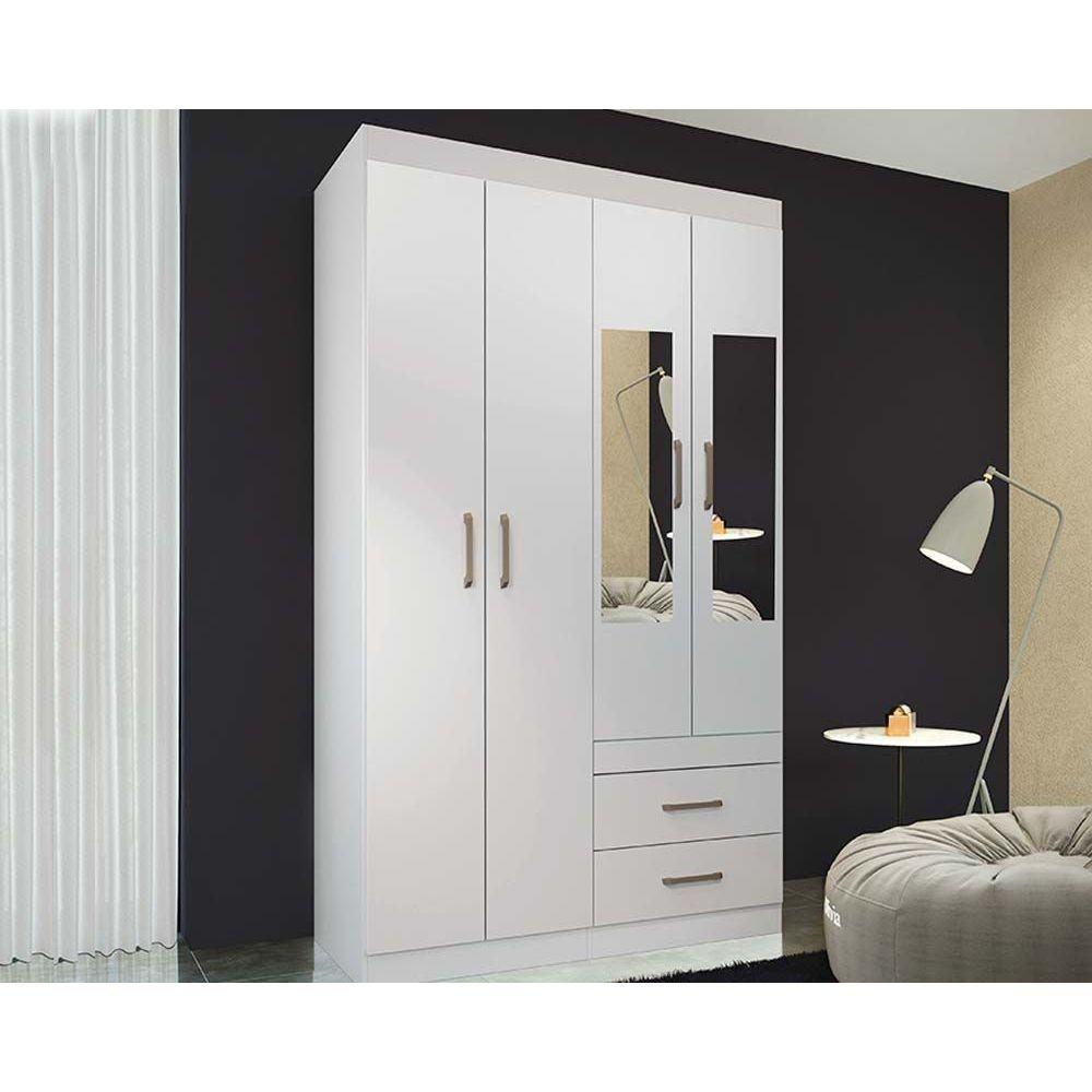 Miniatura Guarda Roupa 4 Portas E 2 Gavetas C- Espelho Havana Star 4.2 Branco - Santos Andirá