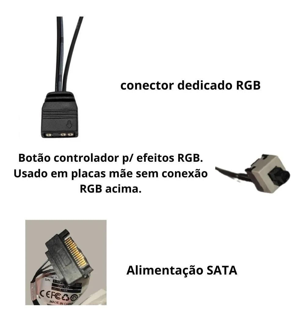 Miniatura Kit 3 Coolers Fan Gabinete Led Rgb 120Mm T-Dagger T-Tgf513